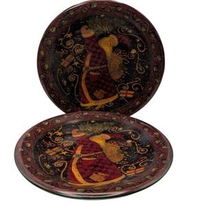 Susan Winget Christmas Salad Plates Holiday Certified International Set of Two